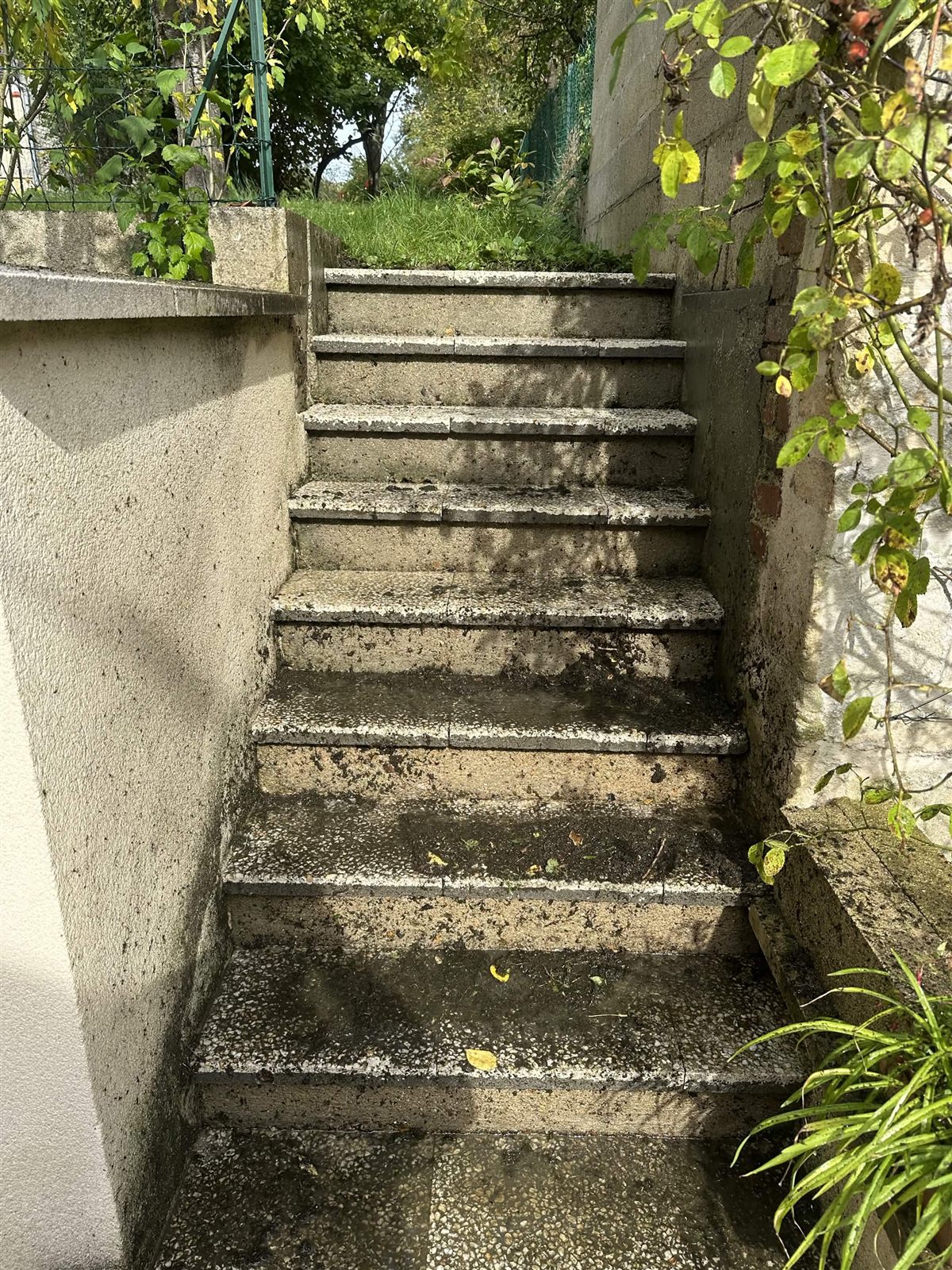 Escalier extérieur encrassé avant nettoyage